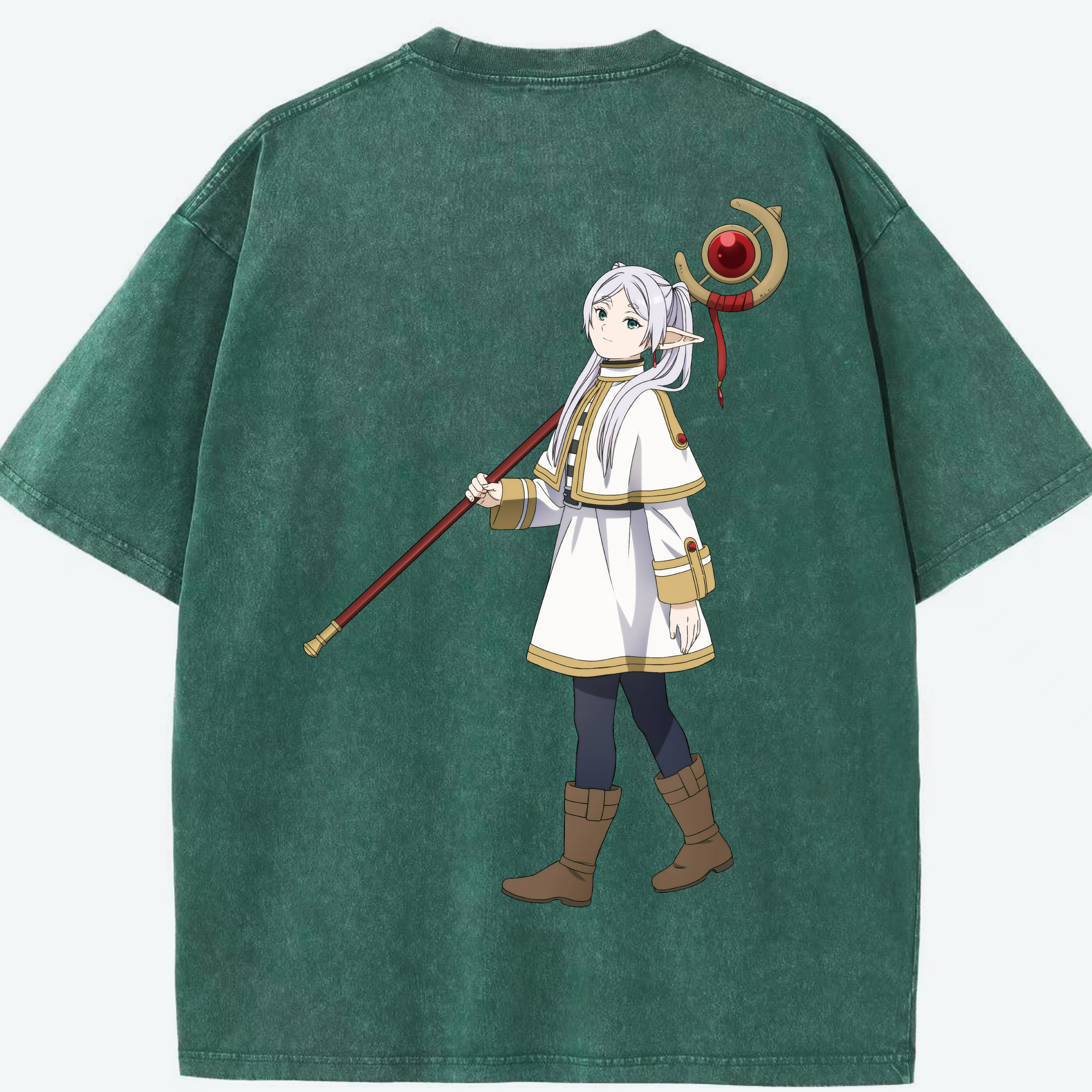 （画像用） 葬送のフリーレン Frieren 綿100% ヴィンテージ風 半袖Tシャツ（背面プリント）